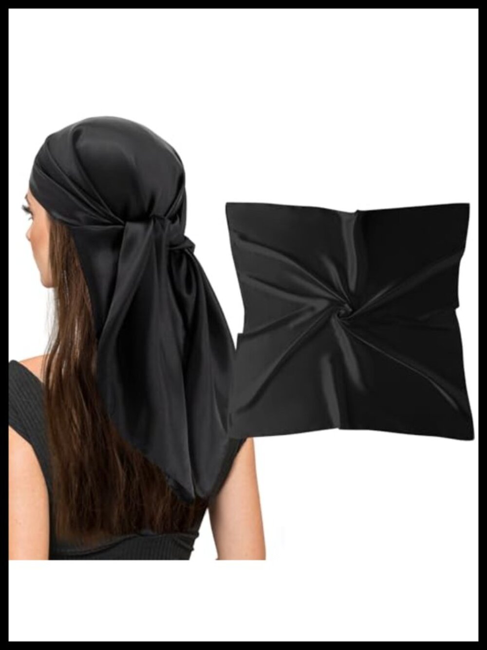 35" Square Silk Feeling Scarf Head Wrap Sleep Hair Accessory